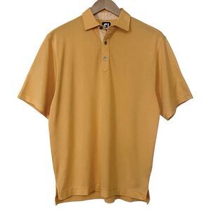 FJ Footjoy Mens Size Medium Orange Golf Polo Shirt Short Sleeve